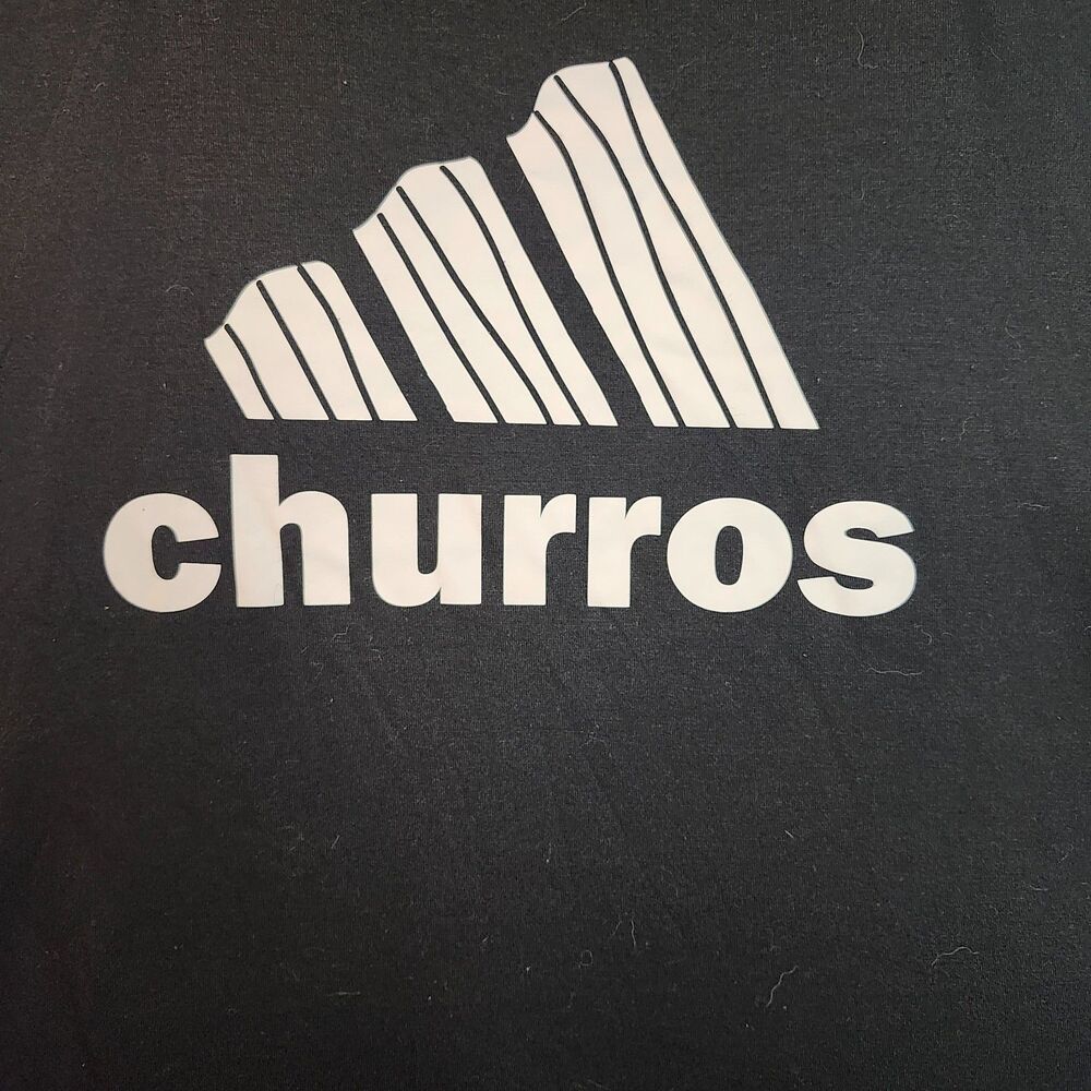 Adidas Inspired Churros Graphic Muscle Tank Top Black Fitness Athleisure Med